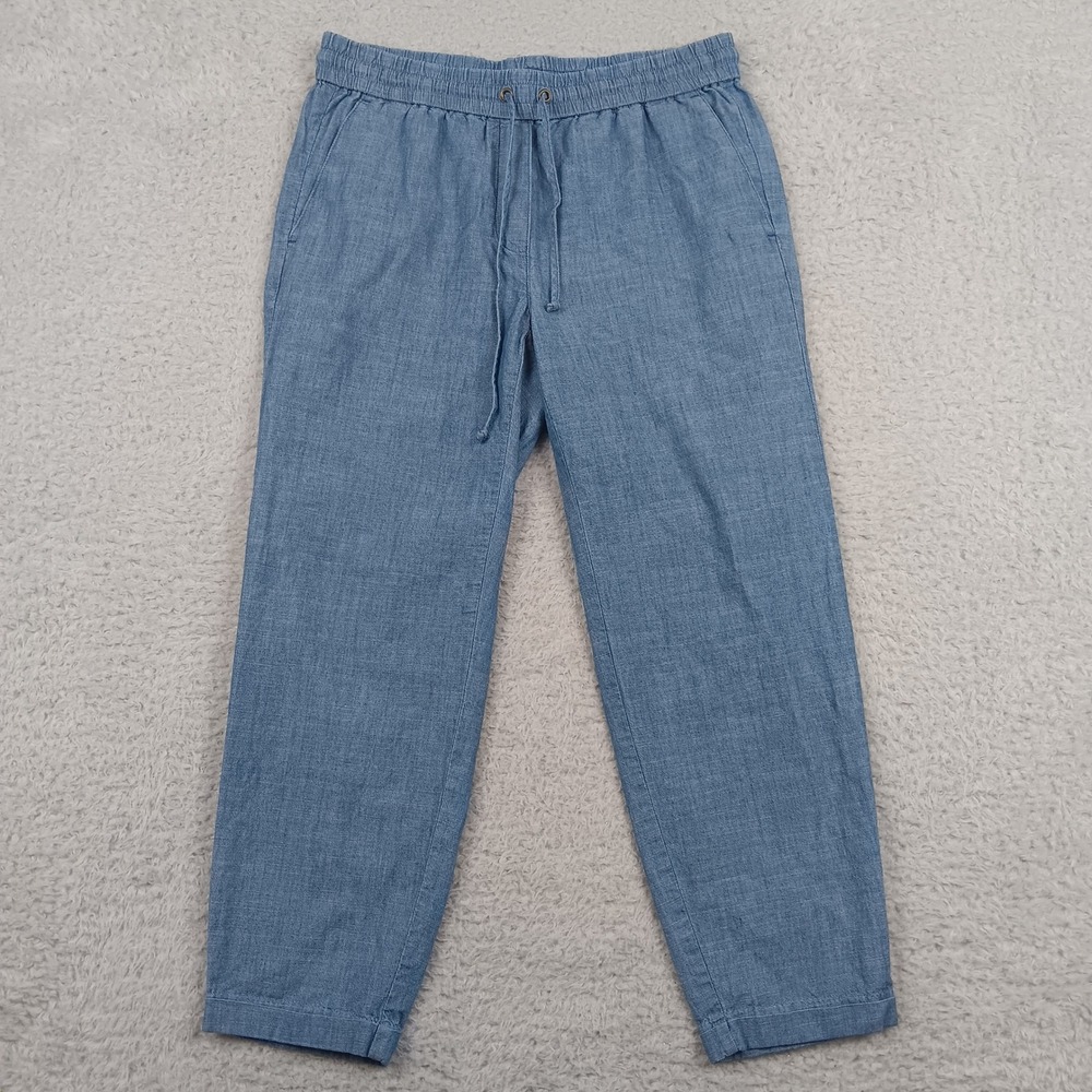 J.Crew Pant Chambray Pull-on Woman 4 Blue Drawstring Elastic L0873